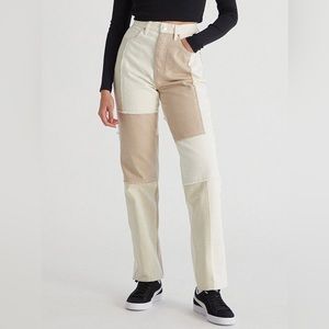 PacSun White / Tan Patch Work Dad Jean size 25